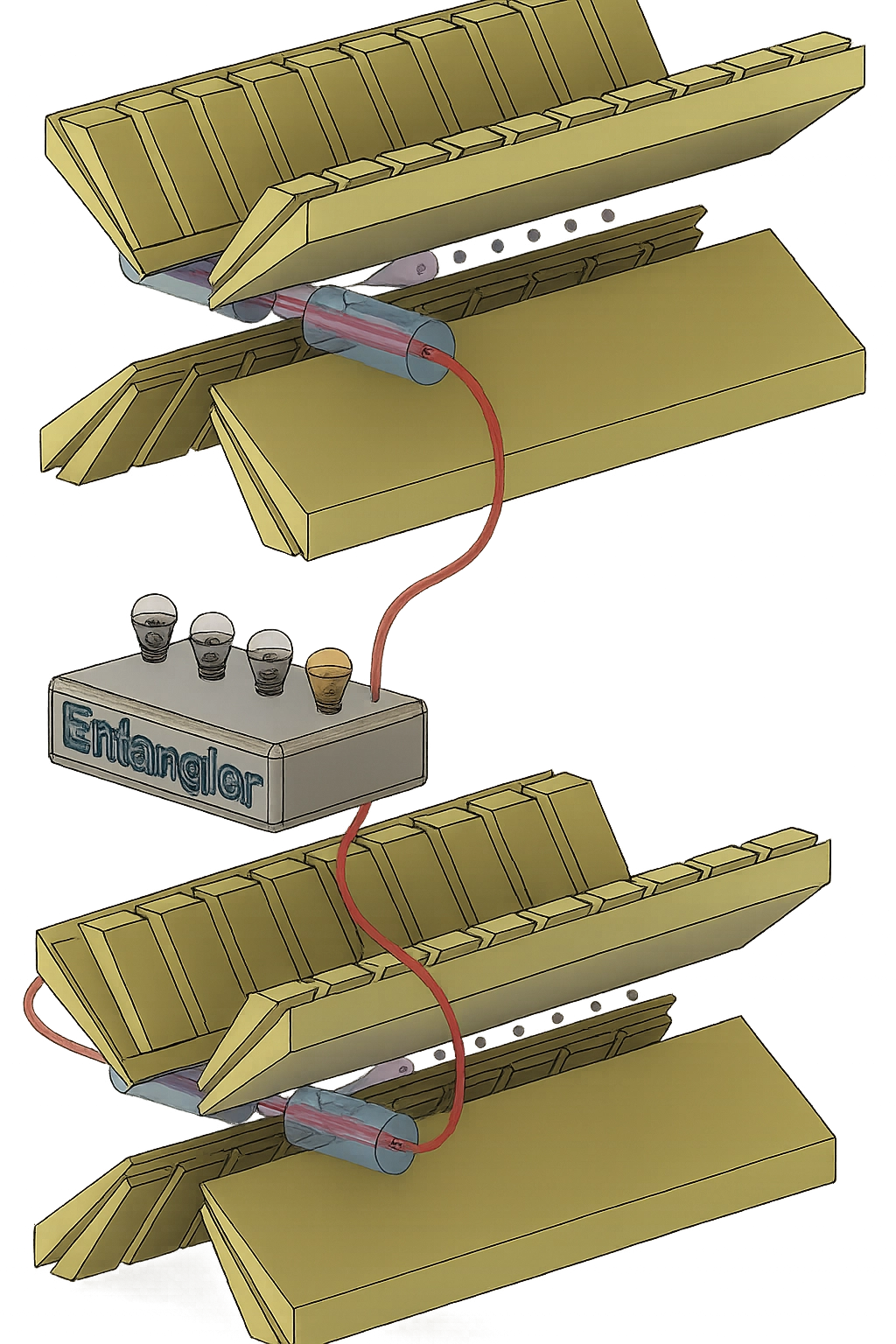 QCCD array of QPU transitioning to Optical QPU cluster